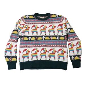 St Johns Bay Ugly Christmas Sweater L Taco Llama Fiesta Holiday Feliz Navidad